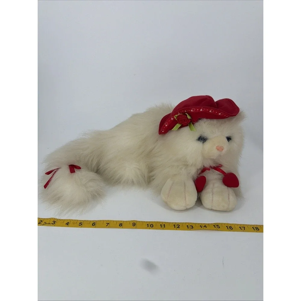 Vintage 1990s Persian Cat Plush Red Hat Accerssories Bow Cute Love Collectible